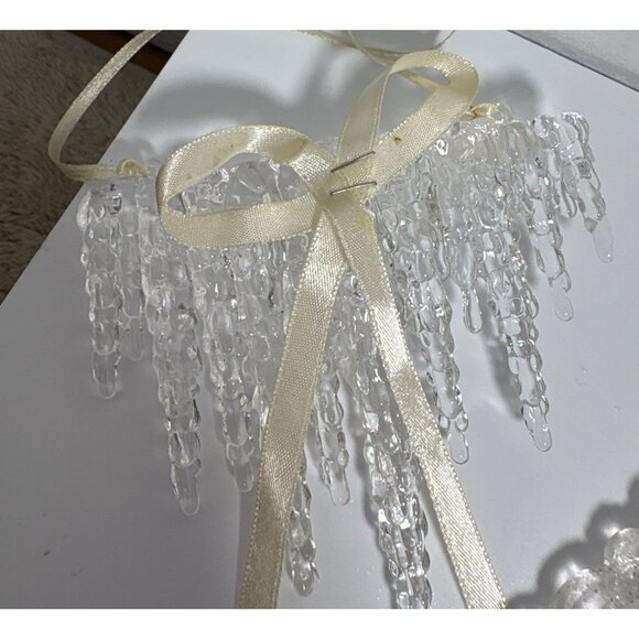 Clear Acrylic Icicle Christmas Ornaments With Ribbon Lg Icicles 9" - Picture 5 of 7